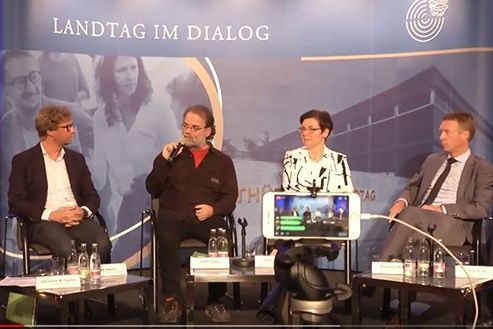 Abgeordnete im Podiumsgespräch bei der Veranstaltung Landtag im Dialog in Sömmerda